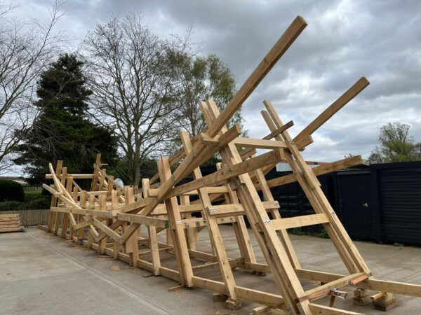 The bridge was assembled off site by Stowe Building Contractors to test the joints before being dismantled and reassembled at the museum.